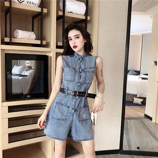 Sleeveless Demin Jumper Shorts