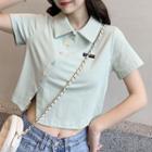 Short-sleeve Collar Button-up T-shirt