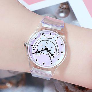 Cat Print Transparent Strap Watch