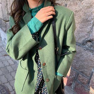 Plain Loose-fit Blazer / Mock-neck Long-sleeve Top / Floral Print Dress