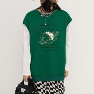 Lettering & Planet Print Vest