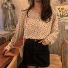 Long-sleeve Dotted Top Dotted - Almond - One Size