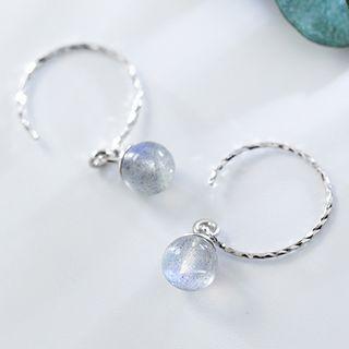 925 Sterling Silver Bead Dangle Earring 1 Pair - Silver - One Size