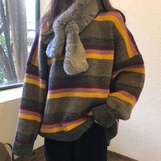 Striped Sweater Stripes - Gray & Purple & Yellow - One Size