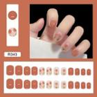 Flower Faux Nail Tips R343 - Light Orange - One Size