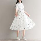 Short-sleeve Heart Print Shirtdress