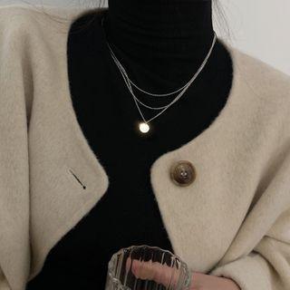 Disc Pendant Layered Sterling Silver Necklace Necklace - 925 Silver - Silver - One Size