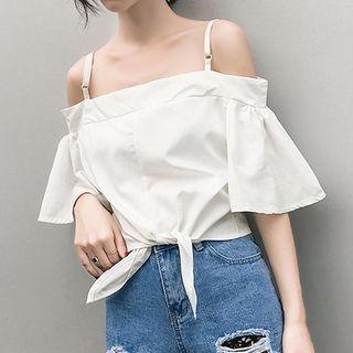 Off-shoulder Spaghetti Strap Chiffon Top