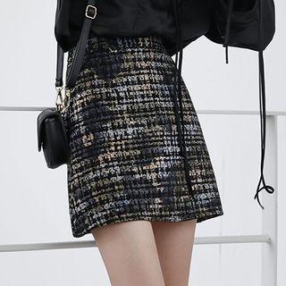 Mini A-line Print Skirt