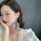 Floral Print Bow Hoop Earring As Shown In Figure - One Size