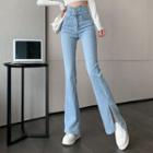 High-waist Buttoned Split Jeans