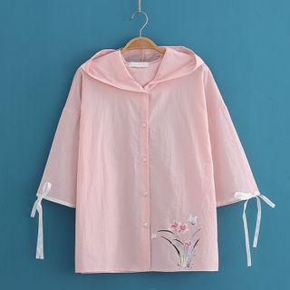 Flower Print Jacket With Single Breasted