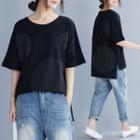 Polka Dot Short-sleeve T Shirt Black - F