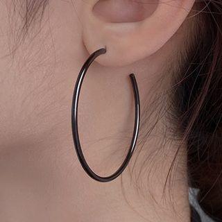 Sterling Silver Open Hoop Earring Hoop Earring - Black - One Size