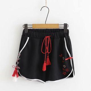 Tassel Accent Shorts Black - One Size