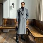 Single-breasted Pleated-waist Maxi Coat