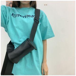 Faux Leather Barrel Shoulder Bag