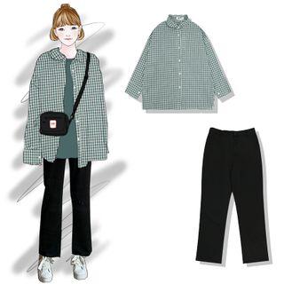 Plaid Shirt / Cropped Pants