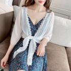 3/4-sleeve Embroidered Trim Light Jacket