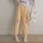 Bear Applique Straight-cut Pants