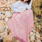 Set: 3/4-sleeve Off Shoulder Top + Floral Maxi Skirt