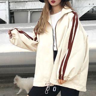 Contrast Trim Zip Jacket / Short-sleeve Lettering T-shirt