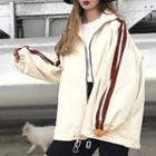 Contrast Trim Zip Jacket / Short-sleeve Lettering T-shirt