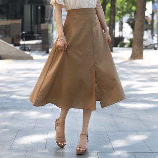 Slit-front Long Flare Skirt