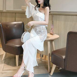 One-shoulder Lace-panel Dress