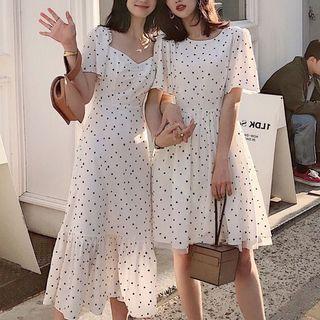 Short-sleeve Heart Printed Dress