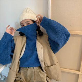 Turtleneck Sweater / Fleece-lined Vest / Wide-leg Corduroy Pants