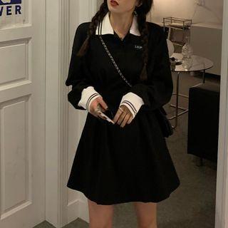 Long-sleeve Polo Collar Mini Dress