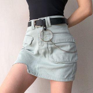 High-waist Washed Mini Skirt