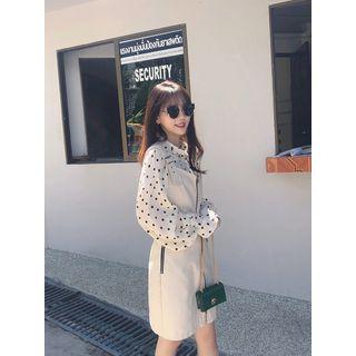 Polka Dot Balloon-sleeve Chiffon Blouse
