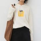 Lettering Hooded Sweater Almond - One Size
