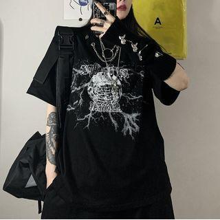 Couple Matching Short Sleeve Print T-shirt Black - One Size