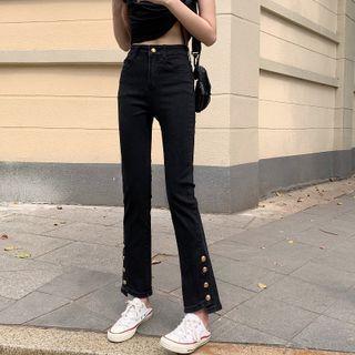 High-waist Button Denim Pants