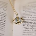 Faux Crystal Rhinestone Necklace Gray & Gold - One Size