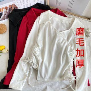 Details Asymmetrical Drawstring-side Crop T-shirt