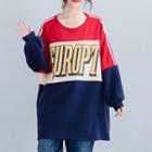 Color Block Lettering Pullover Red & Blue - One Size