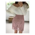 Cut-out Hem Lace Mini Skirt