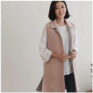 Collar-detail Dual-pocket Vest