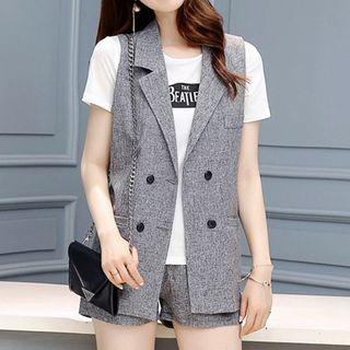 Set : Sleeveless Blazer + Short-sleeve T-shirt + Shorts