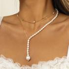 Faux Pearl Layered Necklace 4675 - Gold - One Size