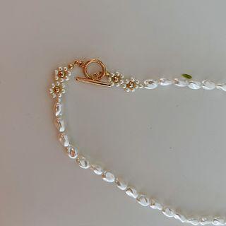 Irregular Pearl Toggle Necklace Gold - One Size