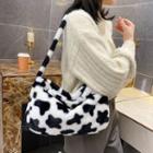 Furry Cow Print Shoulder Bag Dairy Cow - One Size