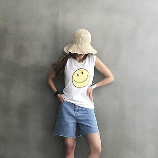 Ringer Smile Print Tank Top