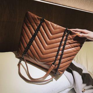 V-stitch Accent Tote Bag