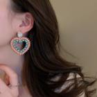 Heart Rhinestone Alloy Dangle Earring 1 Pair - Pink & Blue - One Size