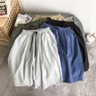 Plain Drawstring Straight Leg Shorts